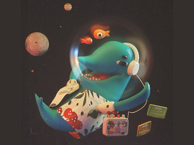 Delfín astronauta 3d ch character delfin design diseñodepersonaje dolphin graphic design ill illustration personaje