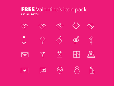 FREE Valentine's Icon Pack download valentine envelope chat cake diamond heart icons free psddd freebie