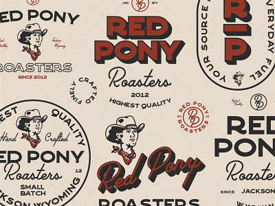 Red Pony Roasters Branding branding design graphic graphicdesign icon illustration lettering lettering artist logo minimal