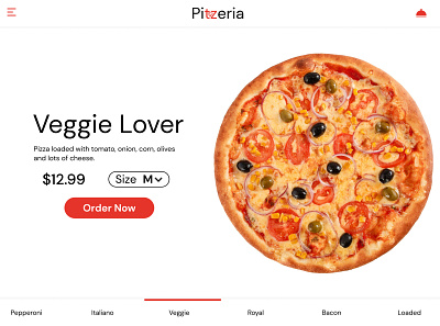 Pitzeria Featured Pizza Menu UI Design food app food ui pizza pizza app pizza box pizza menu pizza restaurant pizza website pizzeria restaurant restaurant app ui uiux