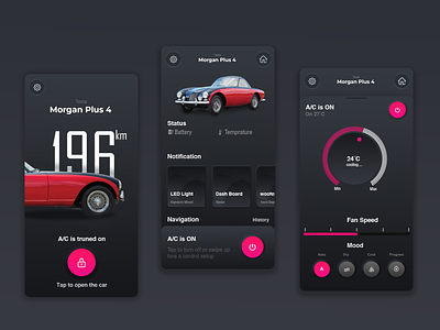 Complete 3D Car App UI Kit Dark Mode 2021 app design app icon apps branding design detail work illustraion illustration ui ux desgner uiux