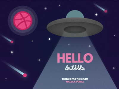 Hello Dribbble! abduction asteroids debut debut shot design illustration inception shot shots stars texture ufo