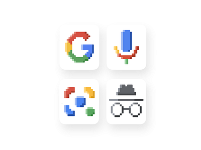 Google Pixel Icons design google icons incognito pixel pixelart ui voice search