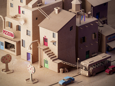 Cardboard neighborhood