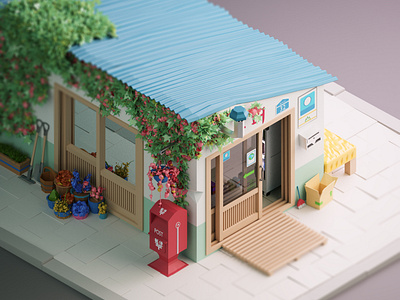 Korean Shop Low Poly 3D