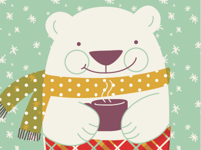Warm Wishes - in progress christmas card children christmas cocoa illustration lettering polar bear stationary