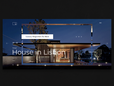 Luxury Properties banner design hero house luxury minimal typography ui web website