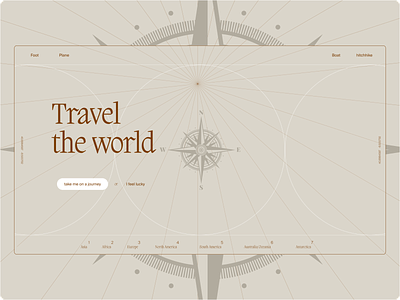 Travel the World banner brown circle circles creativity experiment lines travel typography ui web wind rose world