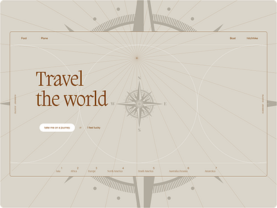 Travel the World banner brown circle circles creativity experiment lines travel typography ui web wind rose world