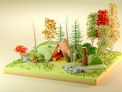 🍁 Autumn Forest 3d 3d model blender blender3d forest illustration model