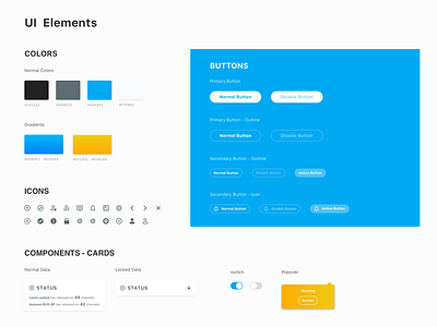 UI - Elements buttons components elements gradients guide icons popover specifications ui