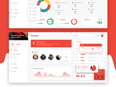 Dashboard - P animation card dashboard data overview piechart red visualization