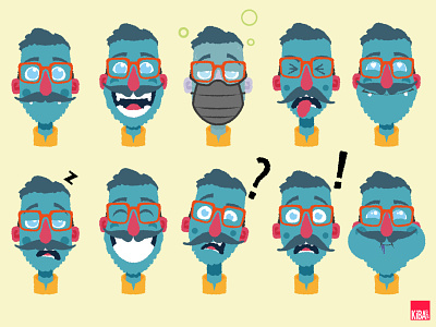 KiBA facial expressions animation design flat illustration