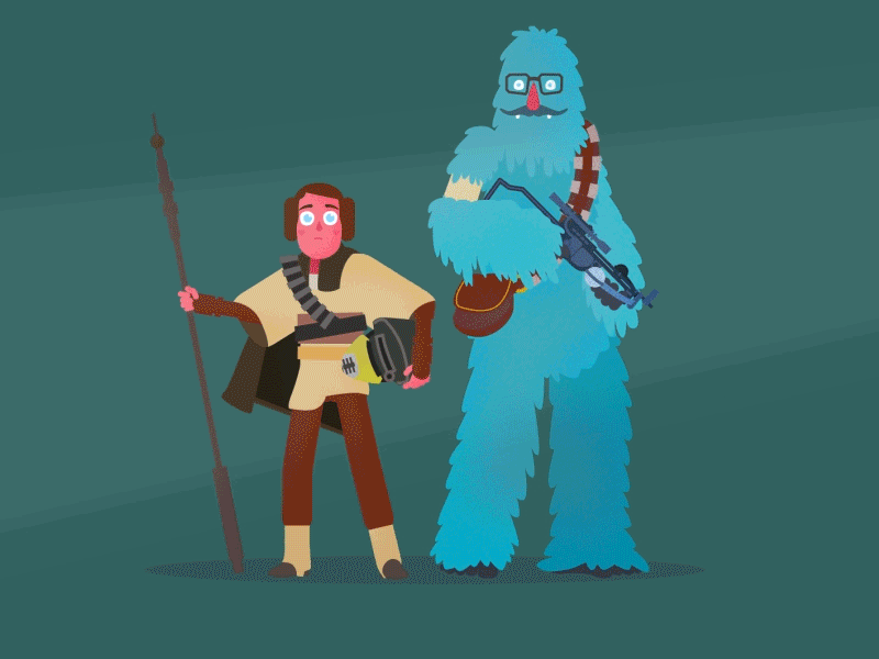 GONK (AniMay Day 4) animation animation 2d animation after effects animation design character character design chewbacca illustrator leia motion motiongraphics star wars star wars day wookie