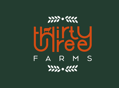 33 Farms | Typography logo branding custom type farm farming graphic design green logo orange typography