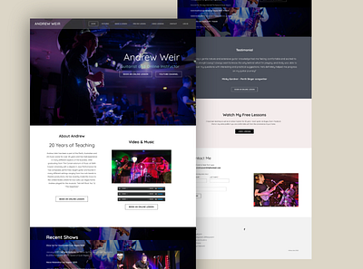 Andrew Weir Guitarist Site design graphic design ui ui design ux ui ux design web web design website website design