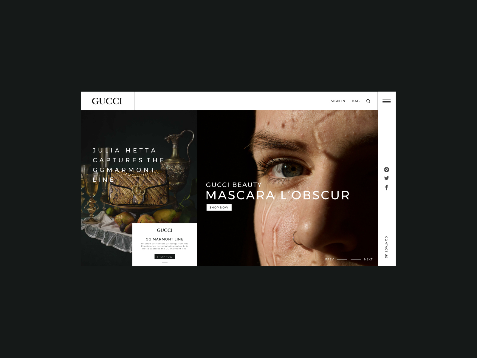 Forebyggelse rotation Ord Gucci homepage design by Siddhant tiwari on Dribbble