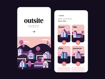 Outsite Onboarding Screens app app design design illustration onboarding screens ui ux