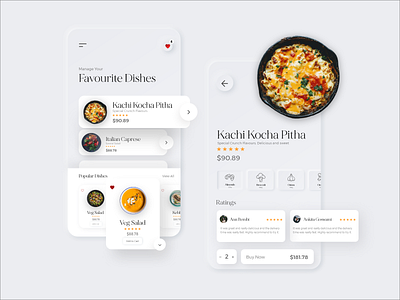 Restaurant Delivery App Favourite Dishes Screens