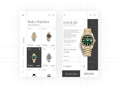 Rolex shop app design