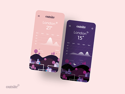 Outsite | Weather App app design illustration outsite ui uidesign uiux ux ux design vector weather app