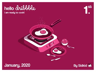 Hello Dribble! cake cook design dribble shot egg illustation illustration art isometric illustration vector illustration