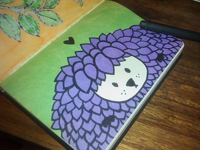 Purple Hedgehog doodle drawing green illustration love purple sketch sketchbook