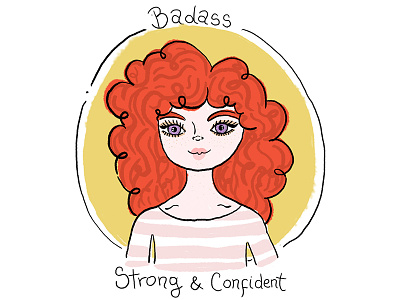 Badass Strong Confident Woman Illustration doodle drawing feminist happy illustration purple red hair strong wacom intuos pro woman