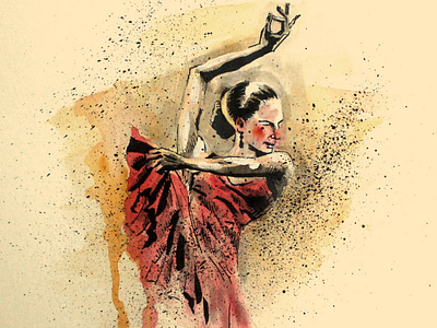 Flamenco Dancer dancer flamenco ink watercolor art