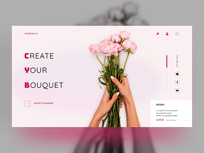 Create your bouquet bouquet clear design dribbble flower flowers flowershop minimal new typography ui ux web webdesign