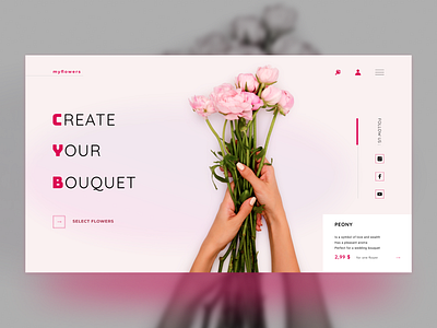 Create your bouquet bouquet clear design dribbble flower flowers flowershop minimal new typography ui ux web webdesign