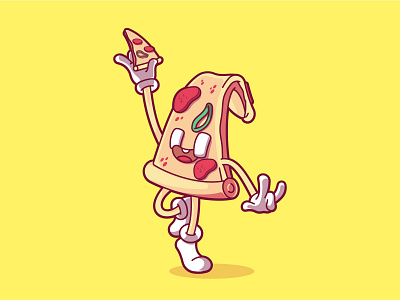 it's pizza time character cute funny illustration pizza vector