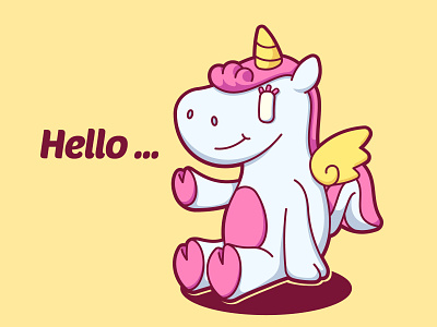 Hi ... character cute fantasy funny illustration pegasus unicorn vector