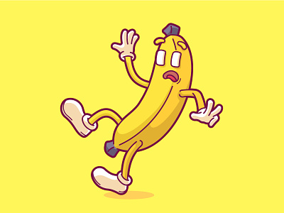 Slipped Banana banana cartoon character cute fall fruit funny illustration slip slipped slippery vector