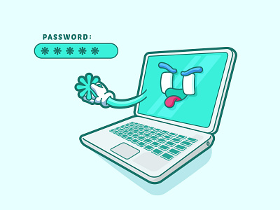 Imma Steal Your Data! burglar cartoon comic computer cute data breach funny illustration internet laptop password pc stealing vector