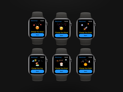 On-boarding for emoji app for Apple Watch apple watch emoji halloween onboarding rocket santa watchos