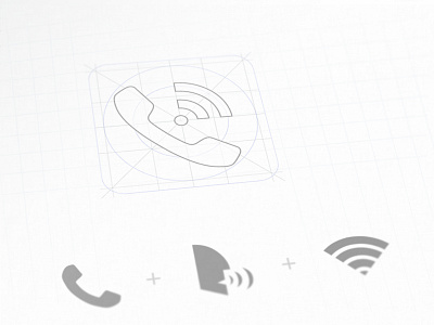 Shatel Talk iOS Icon Design concept flat grid icon ios phone shatel sound talk voice wifi wireframe