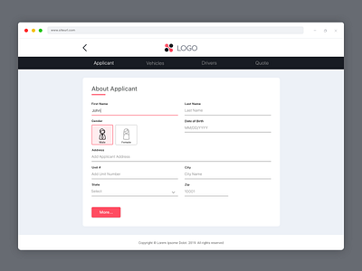 About Applicant Form 2 app art design flat illustration insurance insurance company interface minimal portal quote typography ui ux ux design web wizard