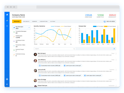 Deshboard 3 alerts attachments chart design flat help illustration messages minimal notification photoshop portal statistics subscriptions typography ui ux design web