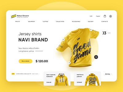 Natuse Vincere - Merch Shop 2020 trend branding clean concept design desktop gg interface jersey logo merch navi new popular shirt shop top ui website yellow