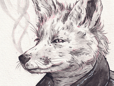 Big Bad Wolf blacknwhite character character design design illustration illustration art ink inking inktober line art smoke wolf