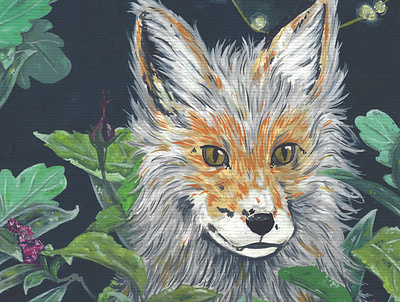 Fox character design christmas christmas card closeup design fox gouache illustration illustration design nature painting