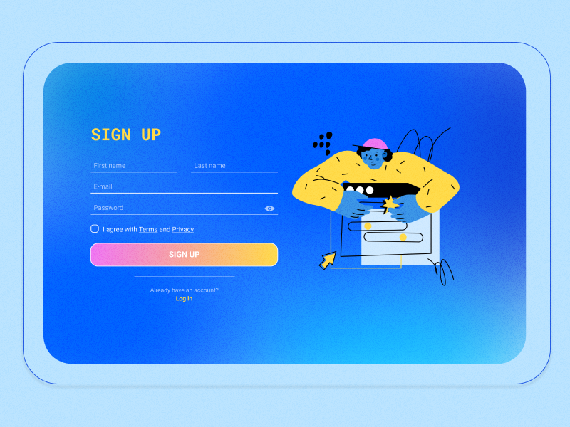 001 Daily UI Challenge Sign Up by Marina Sevostyanova on Dribbble