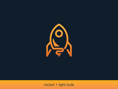 rocket logo brand brand design branding designs geometric icon light bulb line art logo minimal modern rocket symbol vector