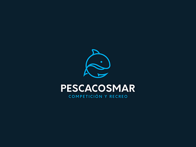 pescacosmar logo animal branding design designs fishing hook line art logo minimal modern shark symbol vector