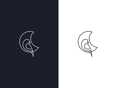 moon bird logo animal animal pet bird branding design designs geometric line art logo minimal modern moon symbol vector