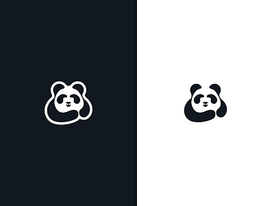 panda animal branding design funny illustration logo mascotte minimal modern negative space panda symbol vector