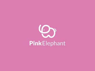 PinkElephant animal brand branding clean clear design designs elephant icon line art logo minimal modern symbol vector