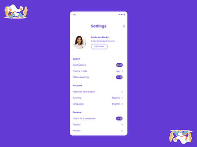 007 Settings dailyui 007 figmadesign hero mobile app settings ui ui design ui designers