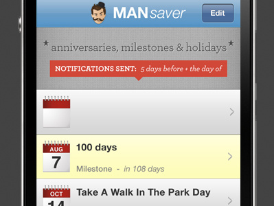 Man Saver iPhone App app design interface ios iphone mobile ui ux